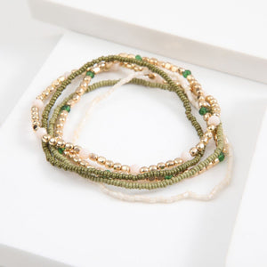 Set De 5 Pulseras Verde Humana