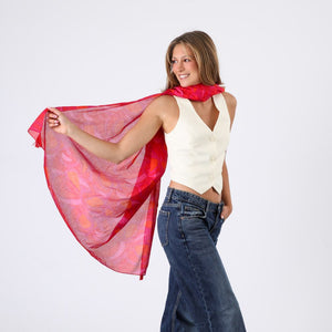 Pañuelo Estampado Asier Rojo Borlas Humana