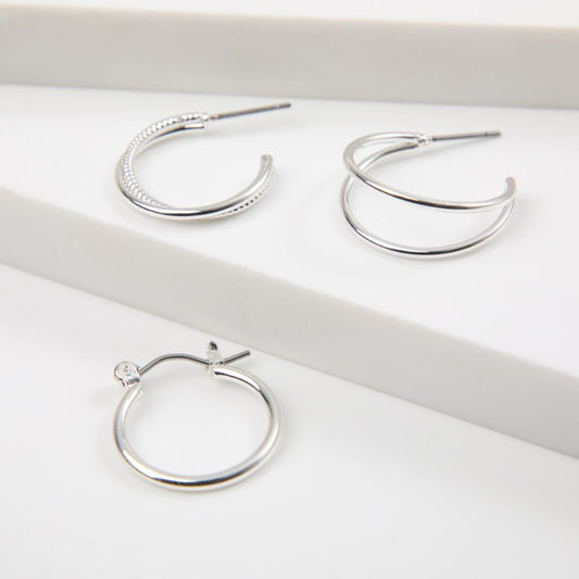 Aros Set Mila Plateado i-D