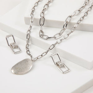 Set Collar Y Aros Trini Plateado Humana