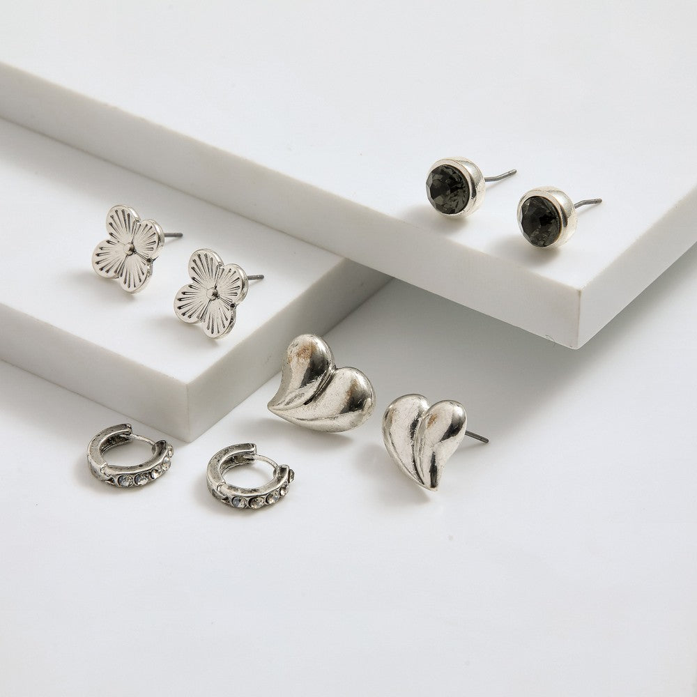 Set De Aros Hilda Plateado I-D