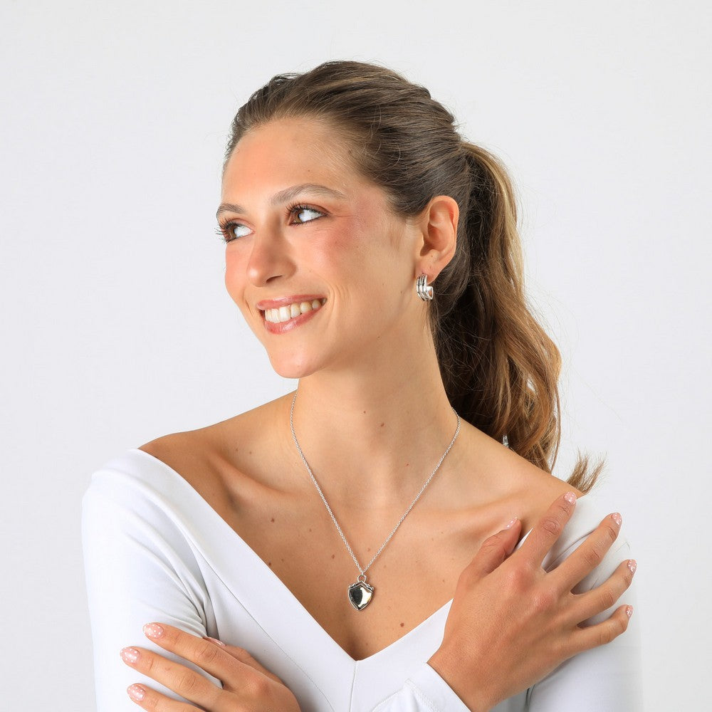 Set De Collar Meva Plateado Humana