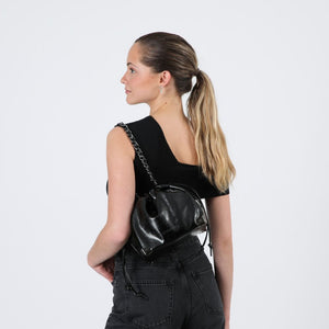 Cartera Bandolera Caty Ecocuero Brillante Negro Humana