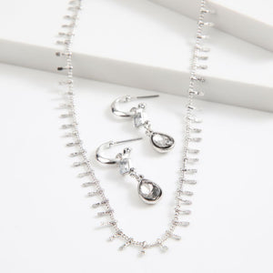 Set Collar y Aros Drops Plateado Humana