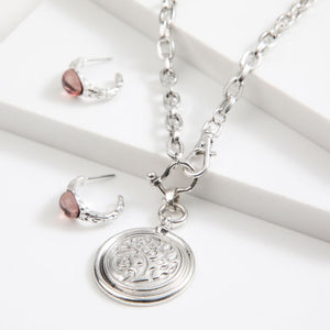 Set de Collar y Aros Tree Plateado Humana