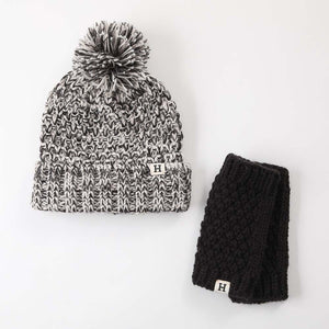 Pack De Gorro Tejido Y Mitones Tejidos Melange Negro Humana