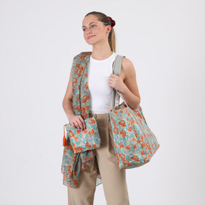 Set Cartera, Estuche Y Pareo Canvas Print Celeste Playa Tatienne