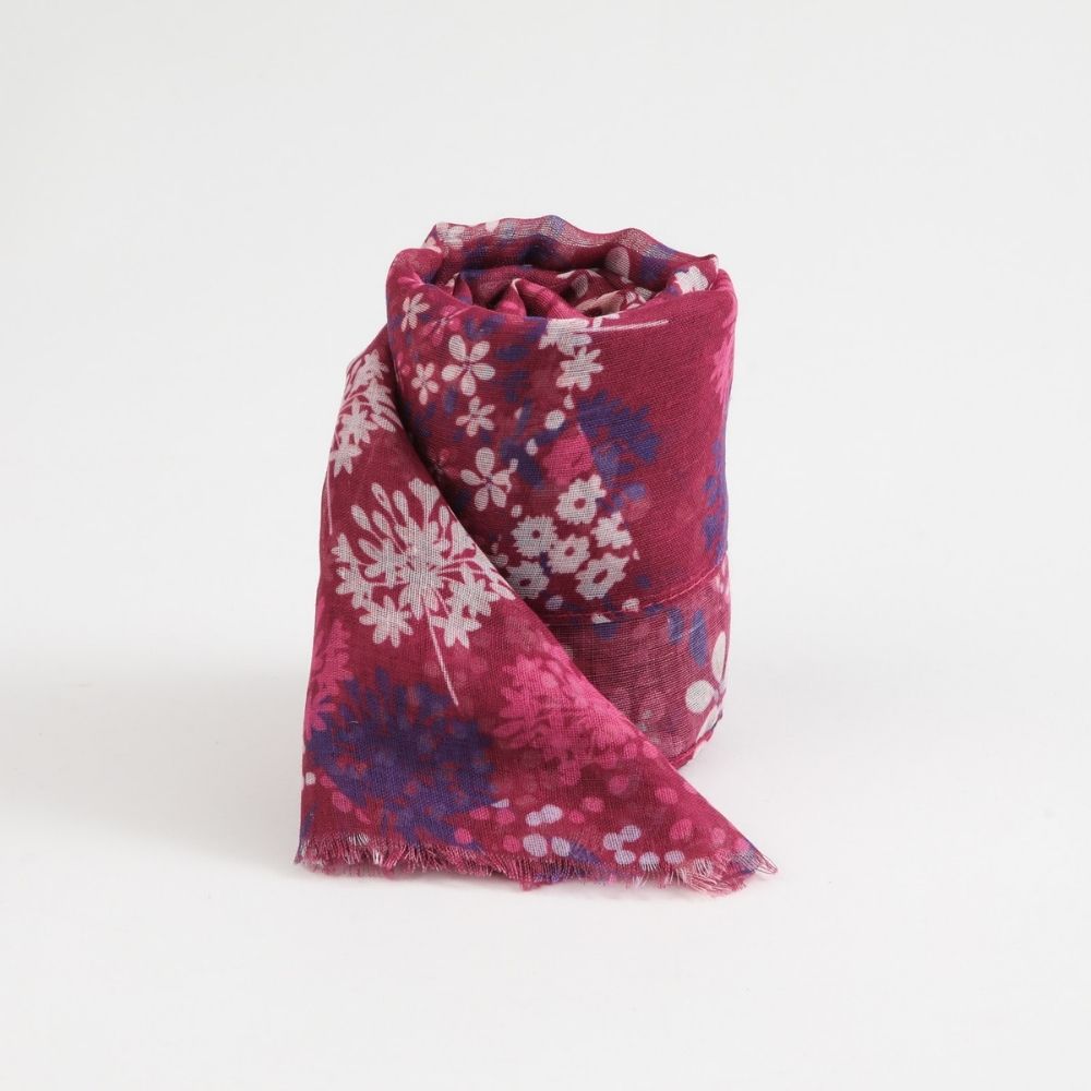 Pañuelo Estampado Nina Flores Fucsia Tatienne