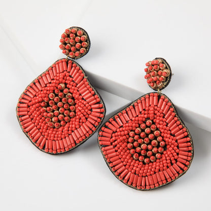 Aros Largos Bead Dorado Humana