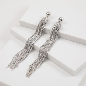 Aros Largo Fringes Plateado Humana