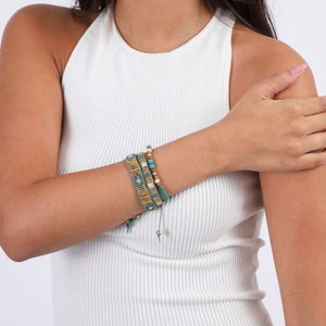 Set De 3 Pulseras Tejidas Verde Humana
