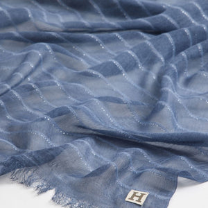 Pañuelo Liso Hani Flecos Azul Humana