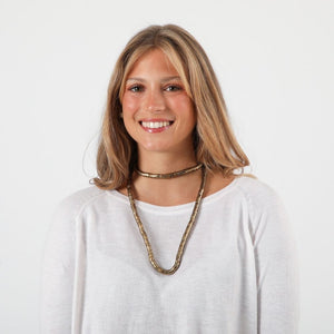 Collar Largo Snake Dorado Humana
