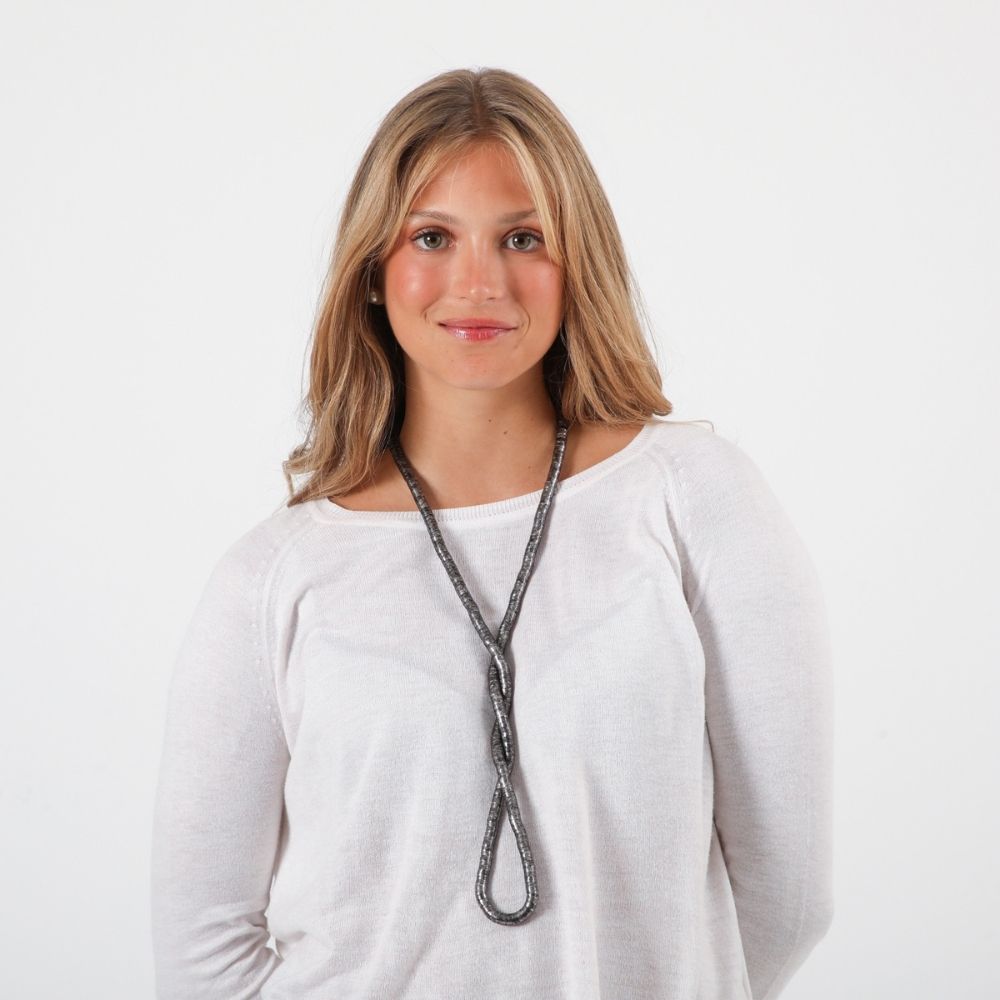 Collar Largo Snake Plateado Humana