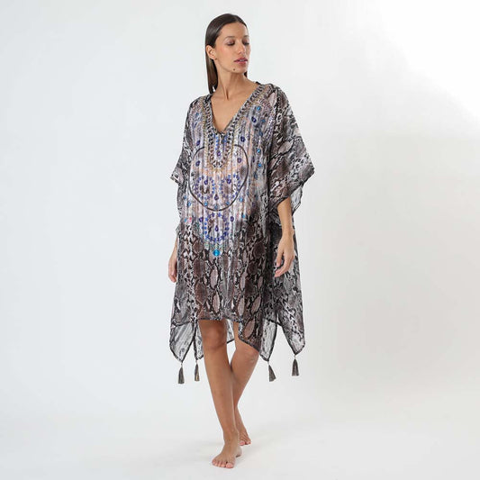 Kimono Print Negro Humana