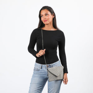 Cartera Clutch Carol Plateado Humana