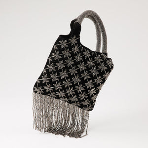 Cartera De Fiesta Bordado Flor Negro Humana