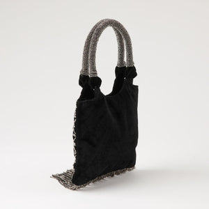 Cartera De Fiesta Bordado Flor Negro Humana