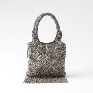 Cartera De Fiesta Bordado Flor Gris Humana