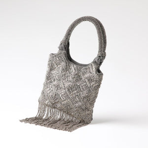 Cartera De Fiesta Bordado Flor Gris Humana