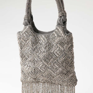 Cartera De Fiesta Bordado Flor Gris Humana