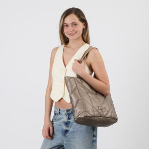 Cartera Tote Boni Ecocuero bronce Humana