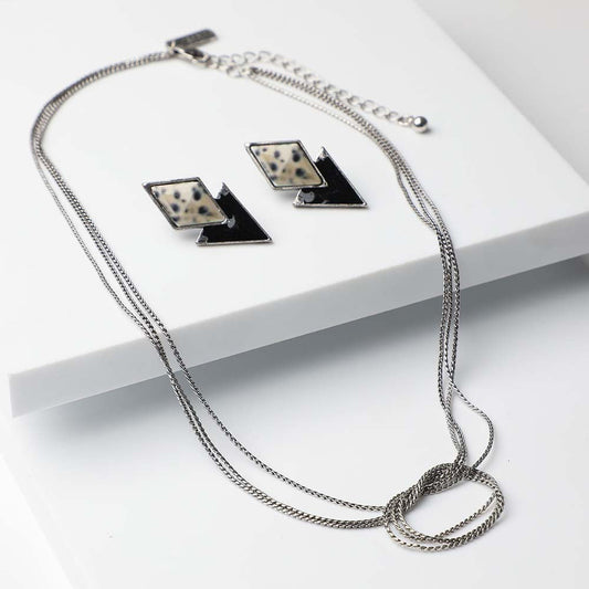 Set Collar Plateado Dots Humana
