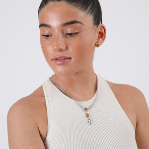 Set de aros y collar Selena Plateado ID