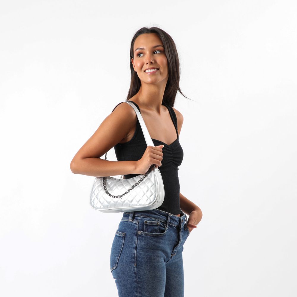 Cartera Hombro Arles Silver Plateada i-D