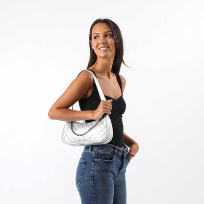 Cartera Hombro Arles Silver Plateada i-D