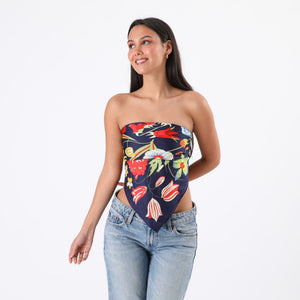 Maxi Bandana Leo Flores Azul Humana