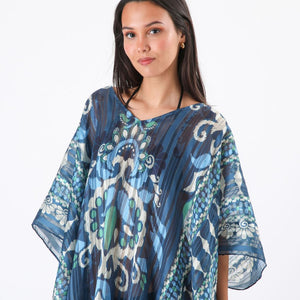 Kimono Closed Ikat Azul Humana