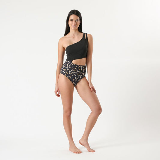 Traje de Baño Leopard Negro Humana