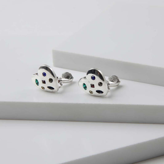 Aros Clip Heart Plateado Humana