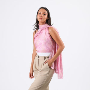 Pañuelo Estampado Cami Flores Morado Tatienne