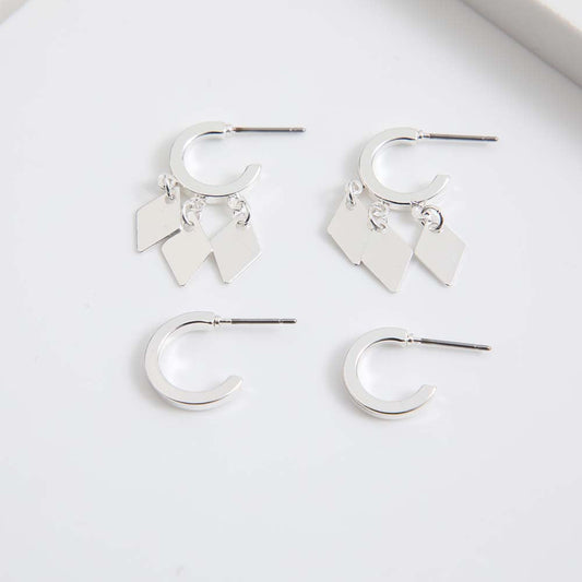 Set De Aros Rain Plateados Tatienne