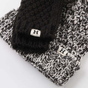 Pack De Gorro Tejido Y Mitones Tejidos Melange Negro Humana