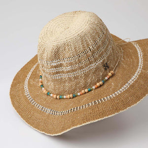 Sombrero Mostacillas Beige Humana
