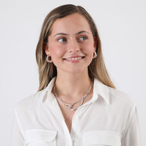 Set Collar y Aros Hook Plateado Tatienne