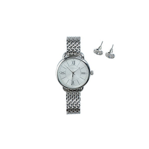 Reloj Plateado Shine + aros Tatienne