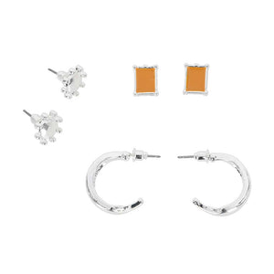 Aros Set Ham Plateado Humana