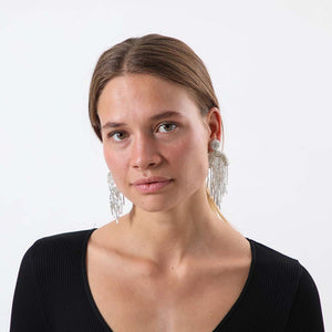 Aros Largo Lunar Plateado Humana