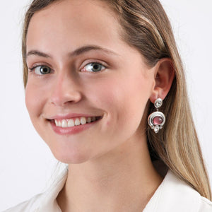 Aros Mediano Rosso Plateado Tatienne