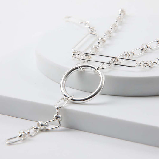 Collar Largo Eleonor Plateado Tatienne