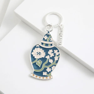 Llavero Vase Flores Plateado Humana