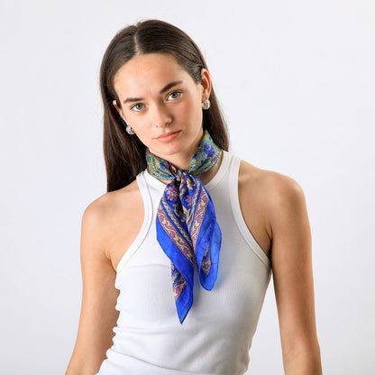 Pañuelo Seda Anaya Azul Humana