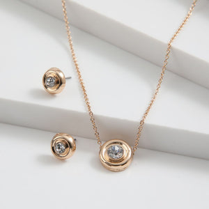 Set de aro y collar Halo circón dorado ID