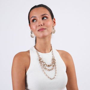 Set De Collar Y Aros Shell Dorado Humana