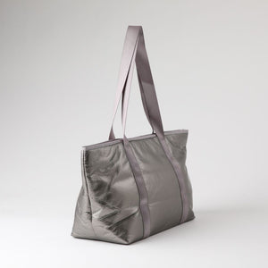 Cartera Tote Dana Nylon Plateado Humana