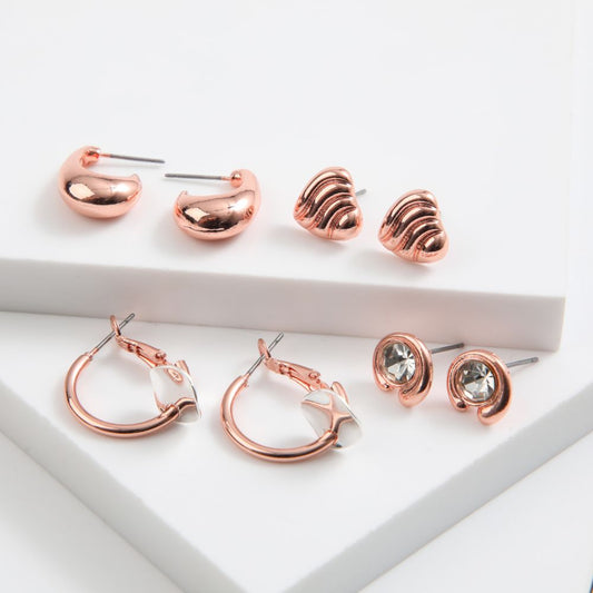 Set de 4 aros Love Rose gold ID
